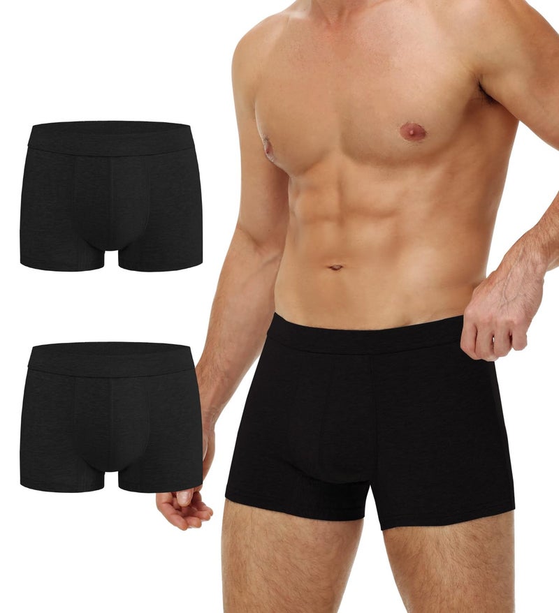 Battewa Incontinence Underwear for Men Washable Briefs Light Absorbent Leak Proof Underwear Urine 50ml Mens Cotton Boxers Pack of 2 BlackMedium